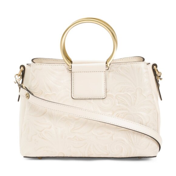 Patricia Nash Handbags - PATRICIA NASH Leather Empoli Tooled Satchel With Metal Handles And Strap NWT